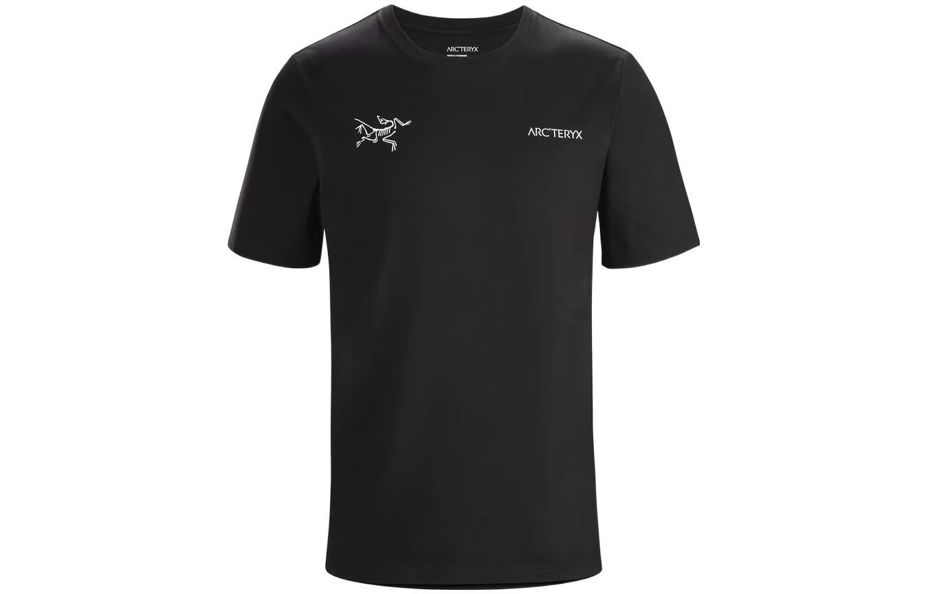 Мужская футболка с раздельным принтом логотипа Arcteryx, цвет янтарно-коричневый/эфирно-синий Revel/эфирный