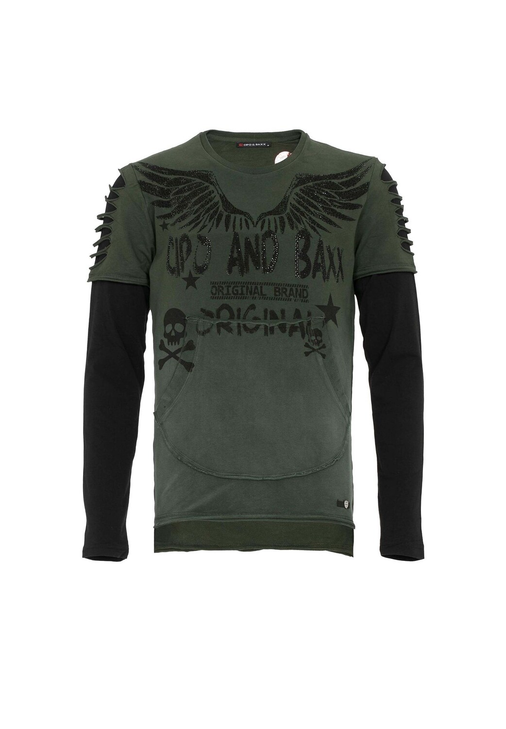 

Рубашка с длинными рукавами и принтом из драгоценных камней CIPO & BAXX, хаки