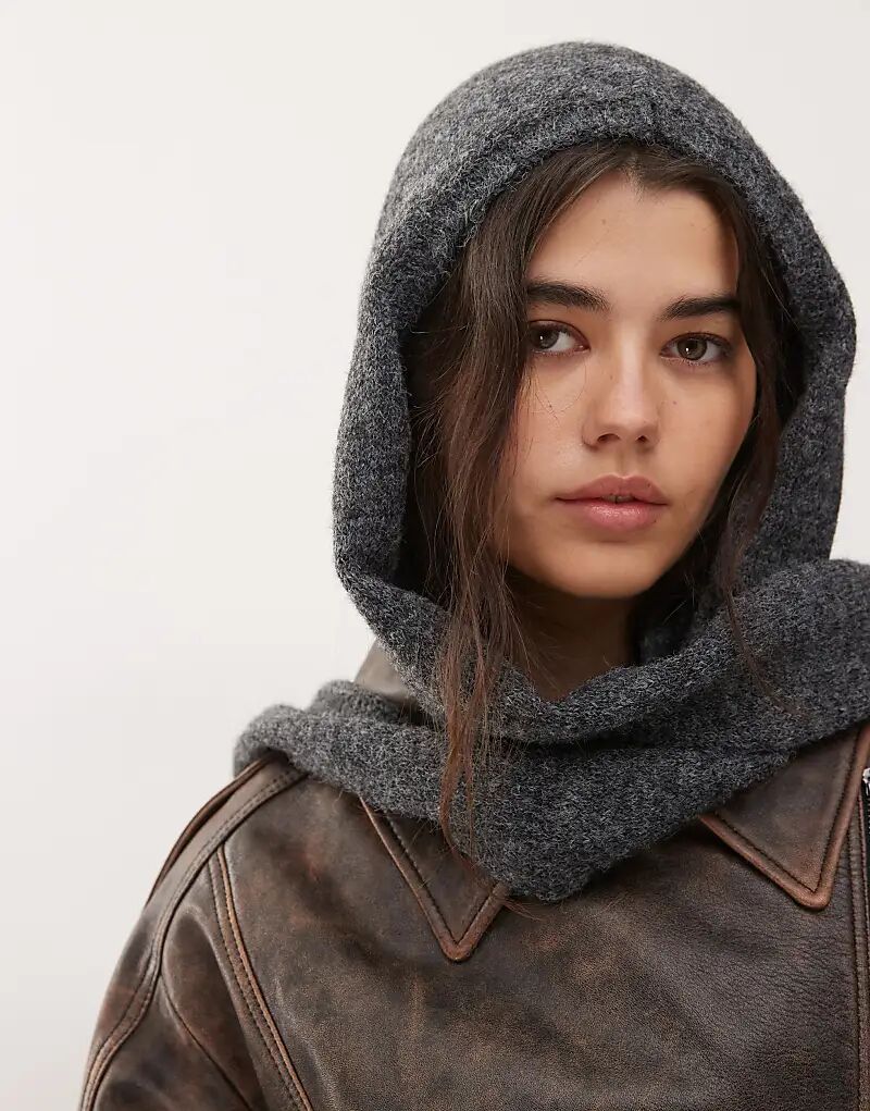 

Шарф с капюшоном Weekday, темно-серый меланж