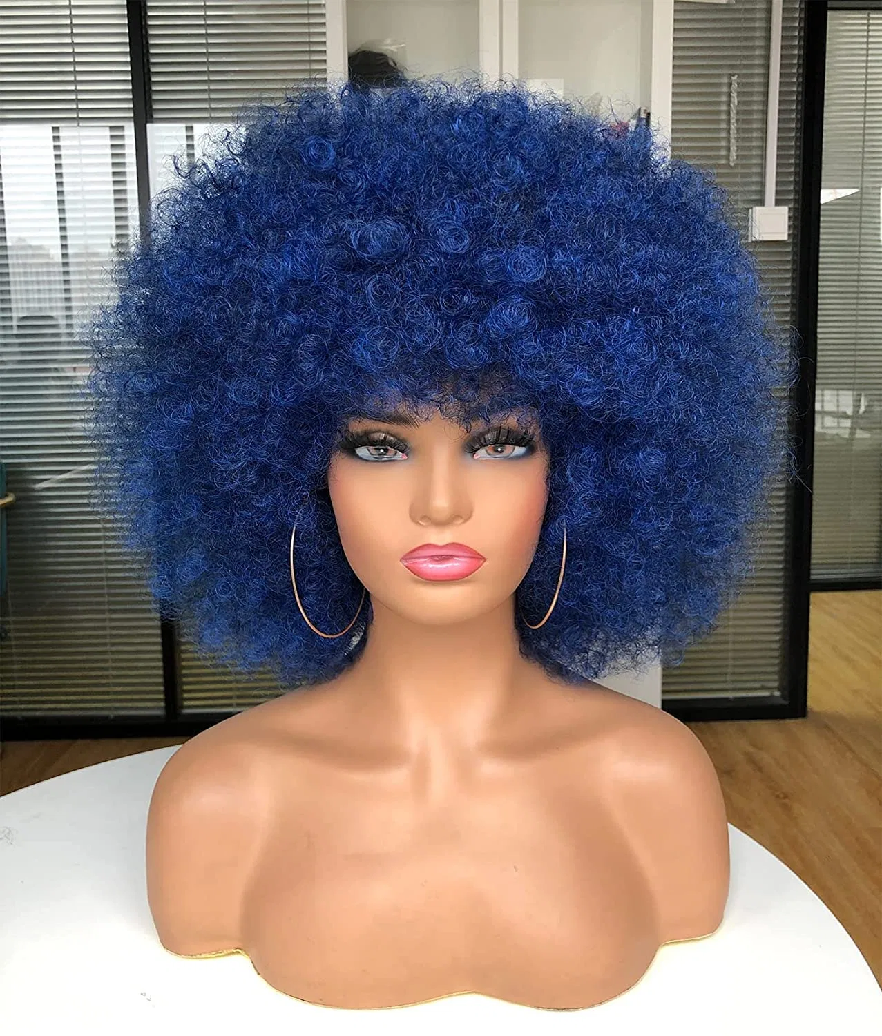 Женский парик афро 70-х годов, кудрявый, омбре синий Cocrowns, Ombre Blue
