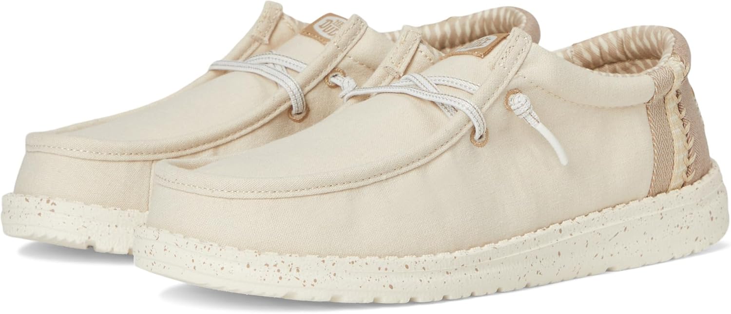 

Кроссовки HEYDUDE Mens Wally Break Brushed Linen (Little Kid/Big Kid), Tan