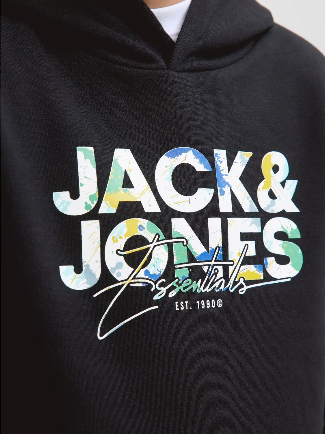 Капюшон худи из хлопка JACK & JONES Junior, черный — фото 2