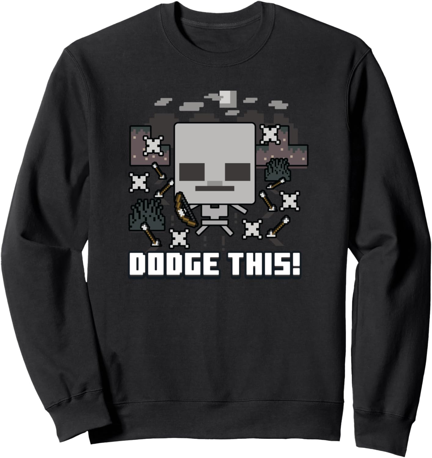 

Толстовка с изображением скелета из Minecraft: Уклоняйся! (Постер из Нижнего мира), черный