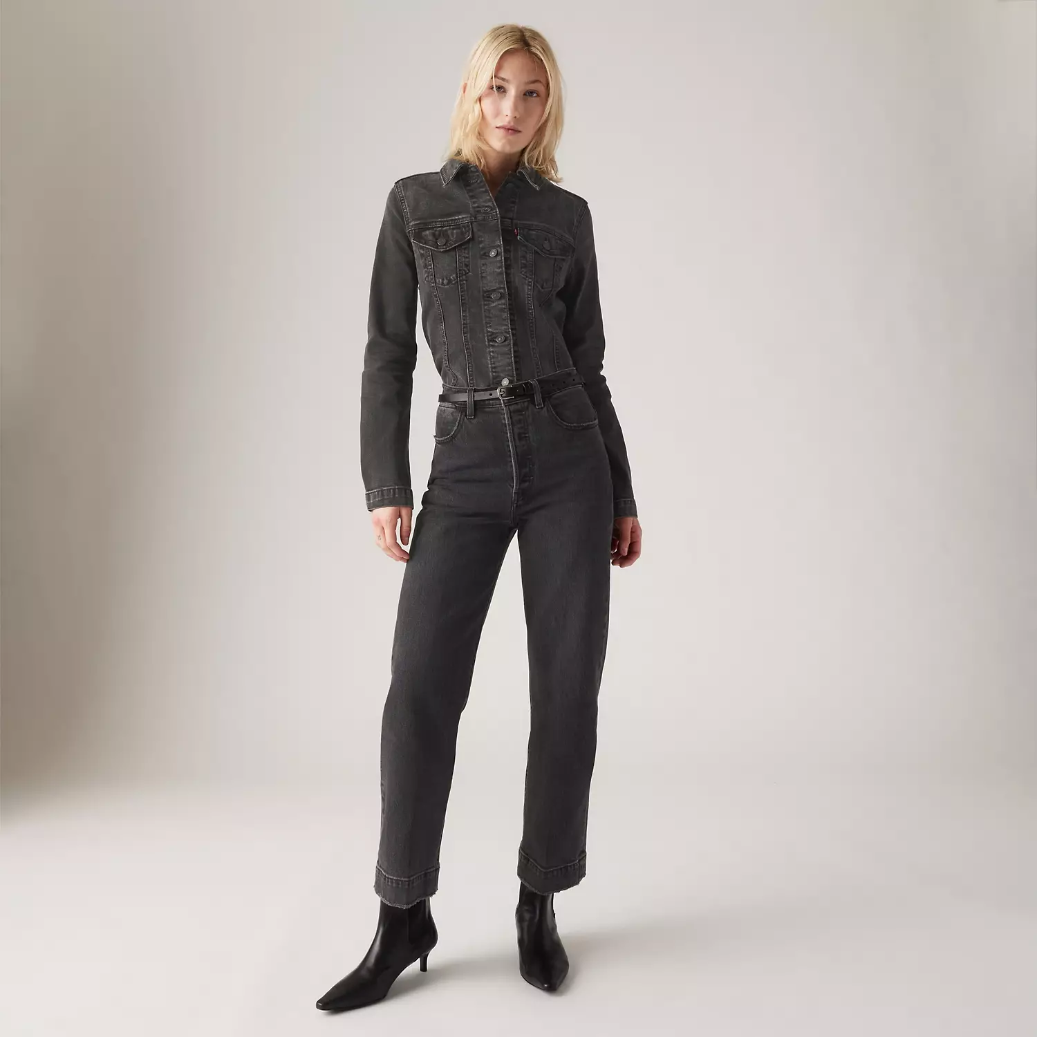 

Прямые женские джинсы с ребристой клеткой до щиколотки Levi's, черный