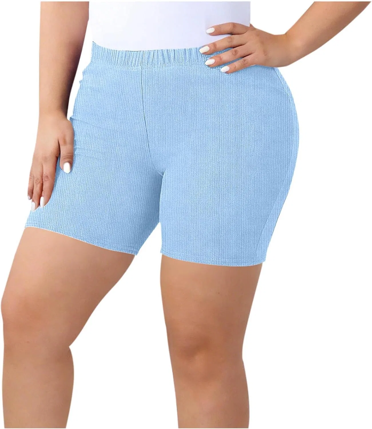 Активные шорты высокие ребристые Light Blue