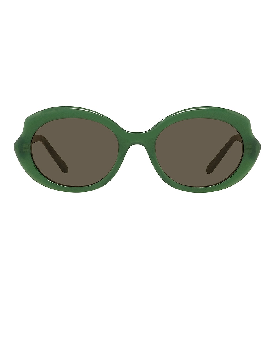 

Овальные солнцезащитные очки Loewe, цвет Shiny Dark Green & Brown