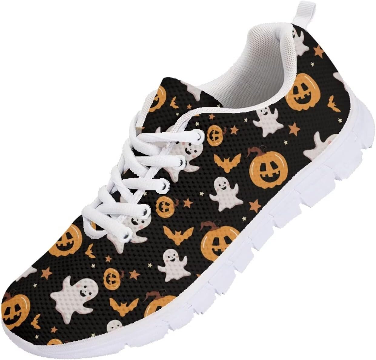 

Кроссовки Forchrinse для мужчин и женщин, комфортные, на шнуровке, для ходьбы и спорта, легкие спортивные ботинки, Halloween Ghost Pumpkin Print