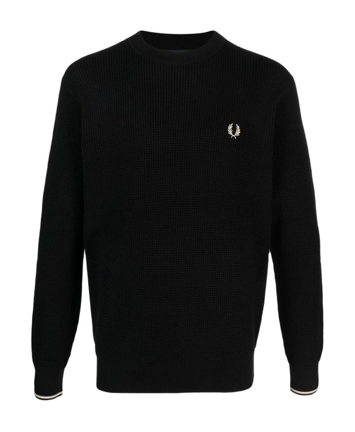 

Хлопковый свитер с круглым вырезом и логотипом Fred Perry, черный