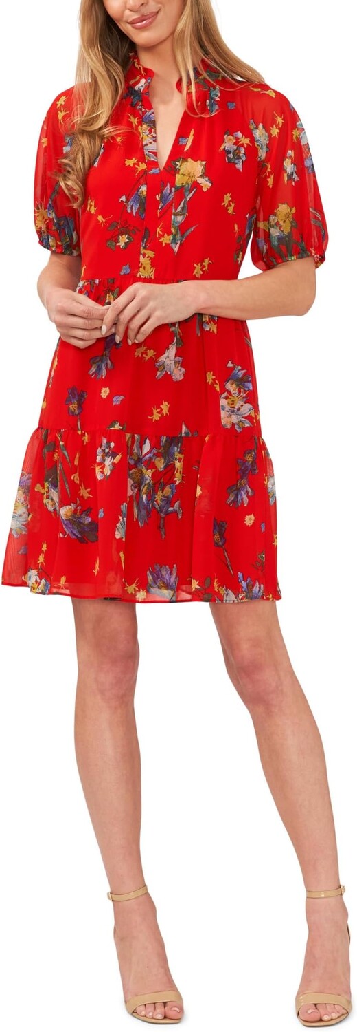 

Платье CeCe Floral Short Sleeve Babydoll Dress, цвет Fiery Red