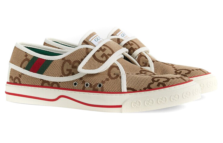 Теннисные кроссовки женские 1977 года на липучке «Jumbo GG — бежевый» Gucci — фото 3