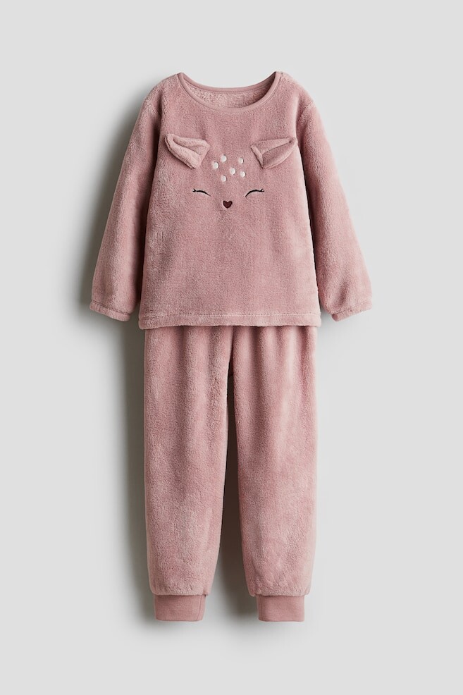 

Пижама из флиса Тедди с аппликациями H&M, розовый