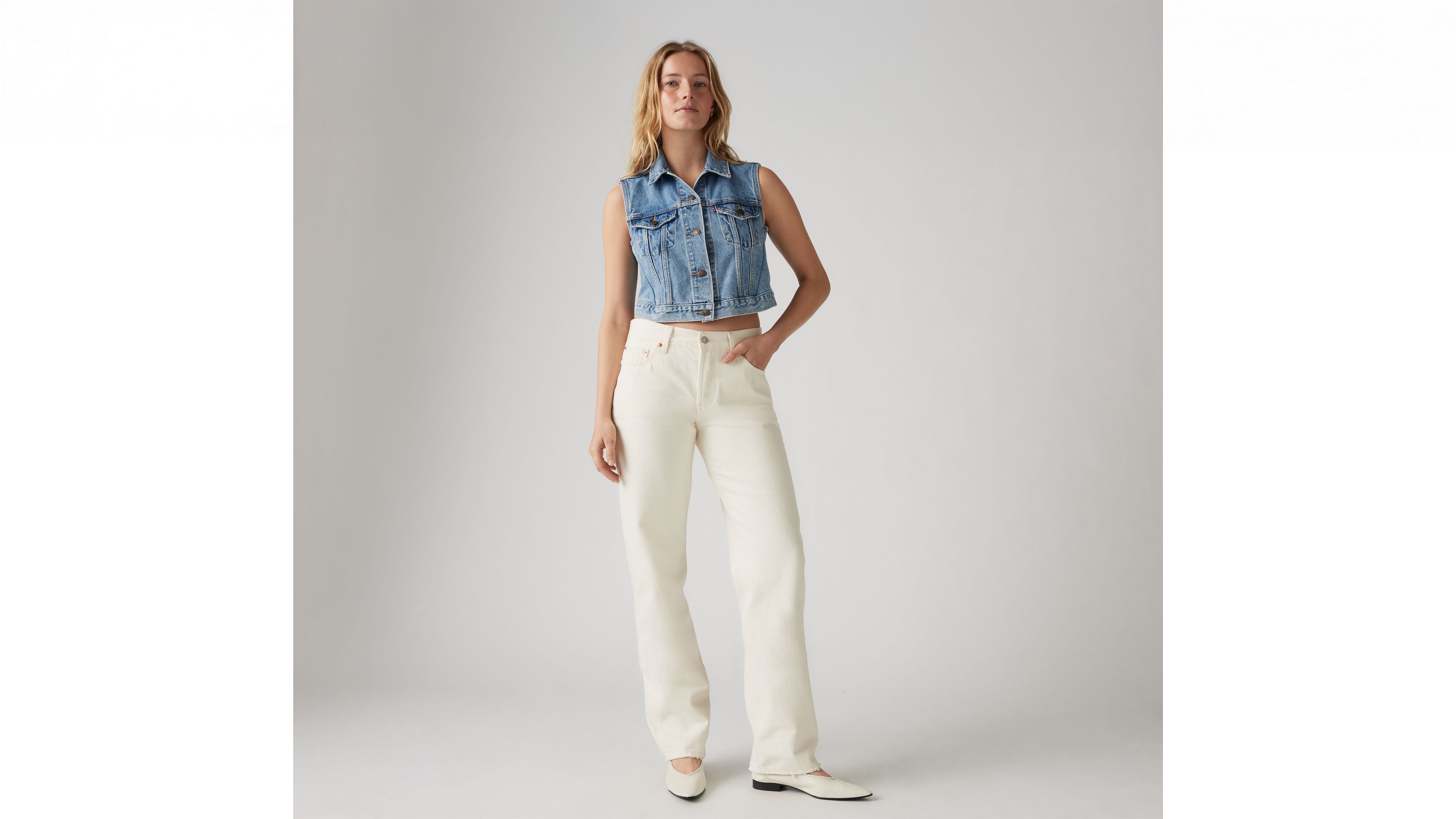 

Женские джинсы 501 90-х годов Levi's, цвет Ecru - White