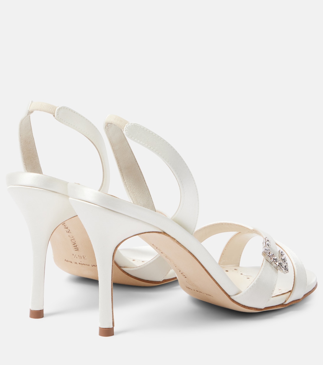 Босоножки Ramisli с атласным декором и открытой пяткой Manolo Blahnik, серый — фото 3