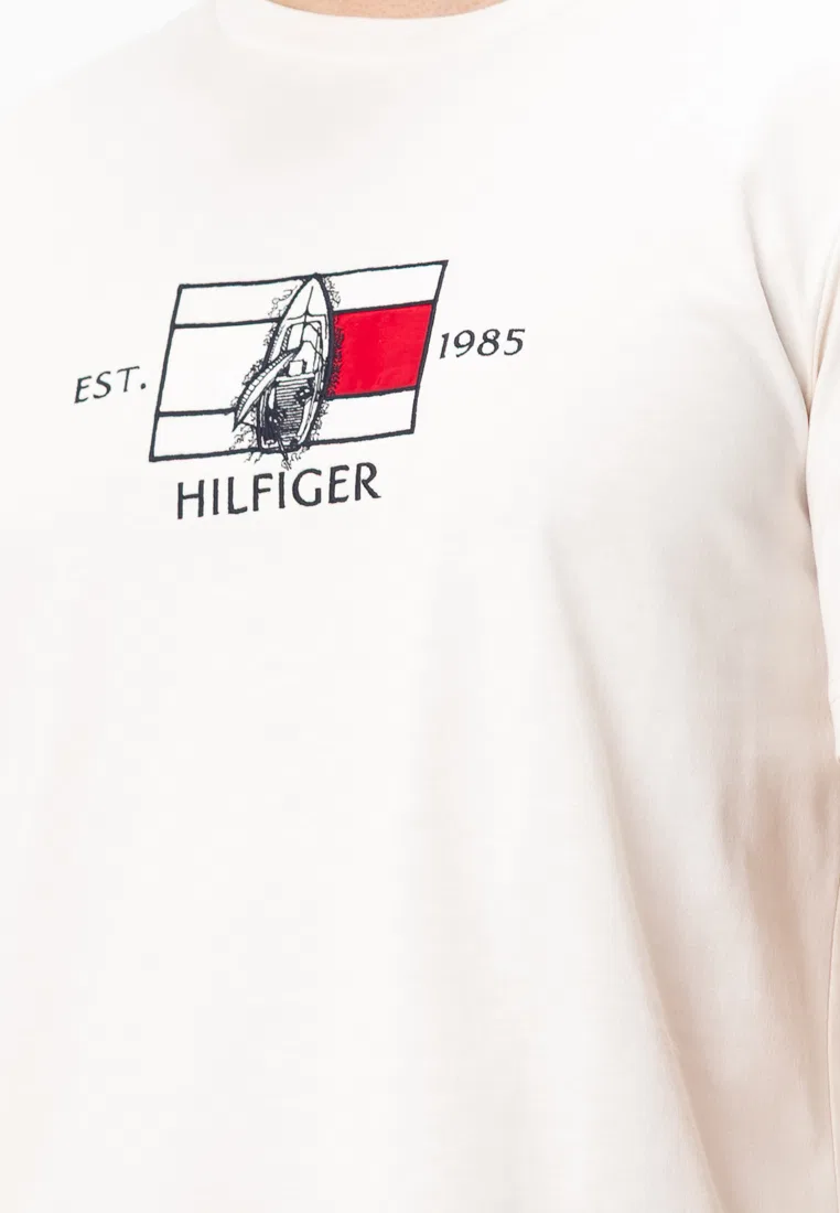 Футболка с логотипом, crew neck, Tommy Hilfiger, слоновая кость — фото 3