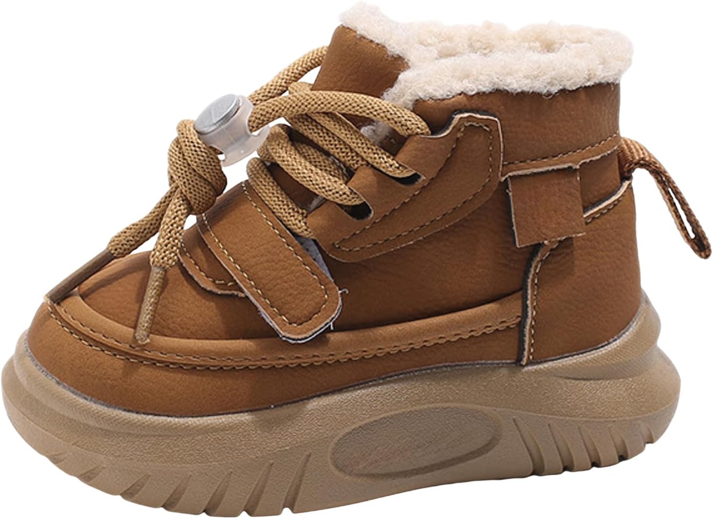 

Детские зимние ботинки IWIHMIV для девочек и мальчиков, удобные, теплые, короткие ботинки, повседневные, легкие, на шнуровке, ботильоны, Brown