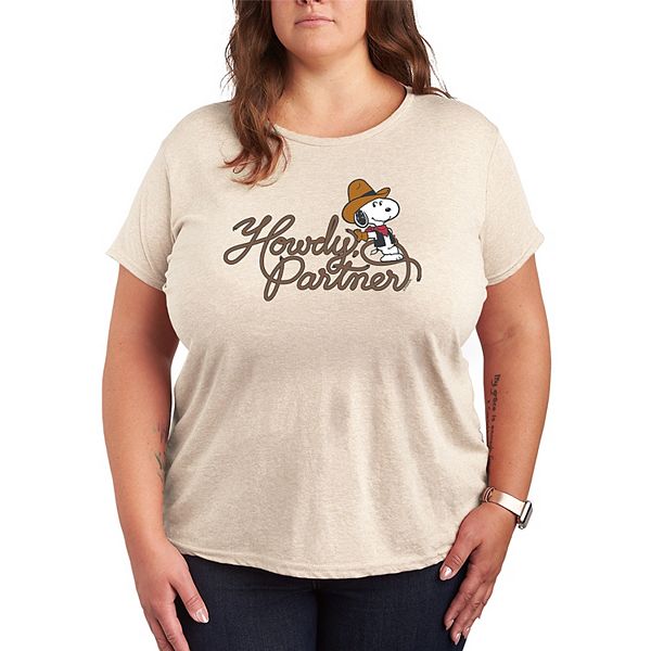 

Футболка с принтом Snoopy в стиле вестерн, Plus size Licensed Character, Beige