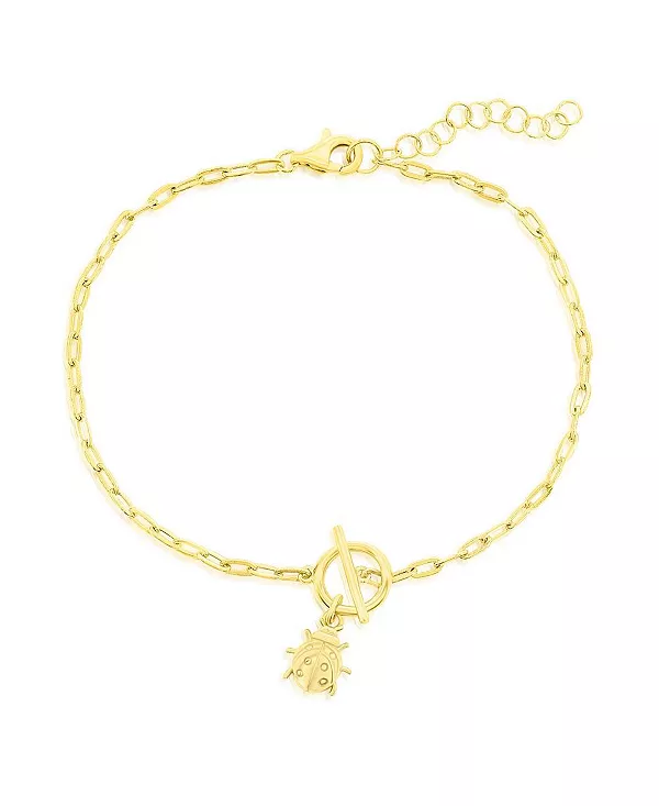 

Браслет-Скрепка с подвеской в виде божьей коровки из стерлингового серебра Simona, gold