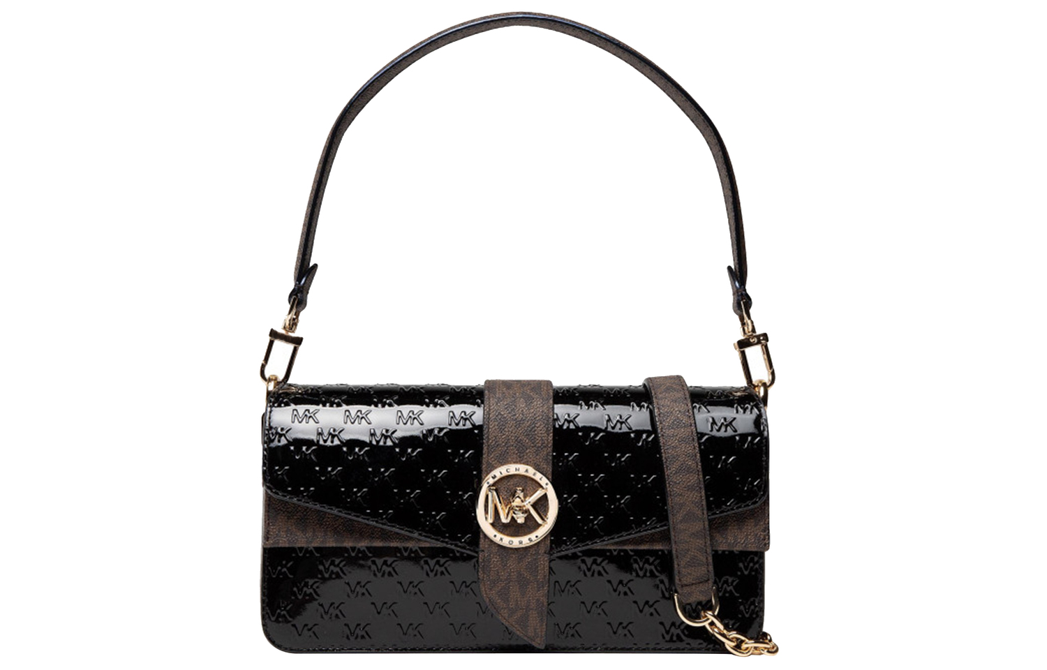 

Маленькая кожаная сумка через плечо Greenwich черная MICHAEL KORS