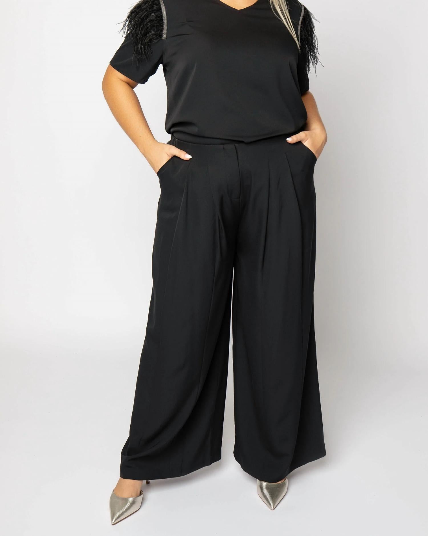 

Тканые брюки - плюс размера, черные Joh