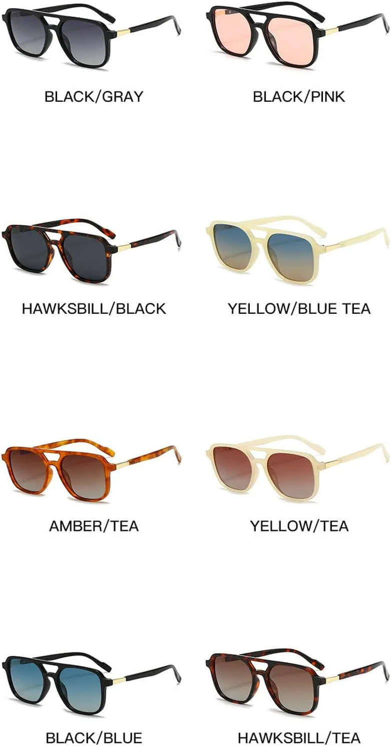 

Модные солнцезащитные очки-пилот с двойным лучом для женщин, роскошные ретро-очки прямоугольной формы для мужчин, винтажные солнцезащитные очки mincl, Black Green