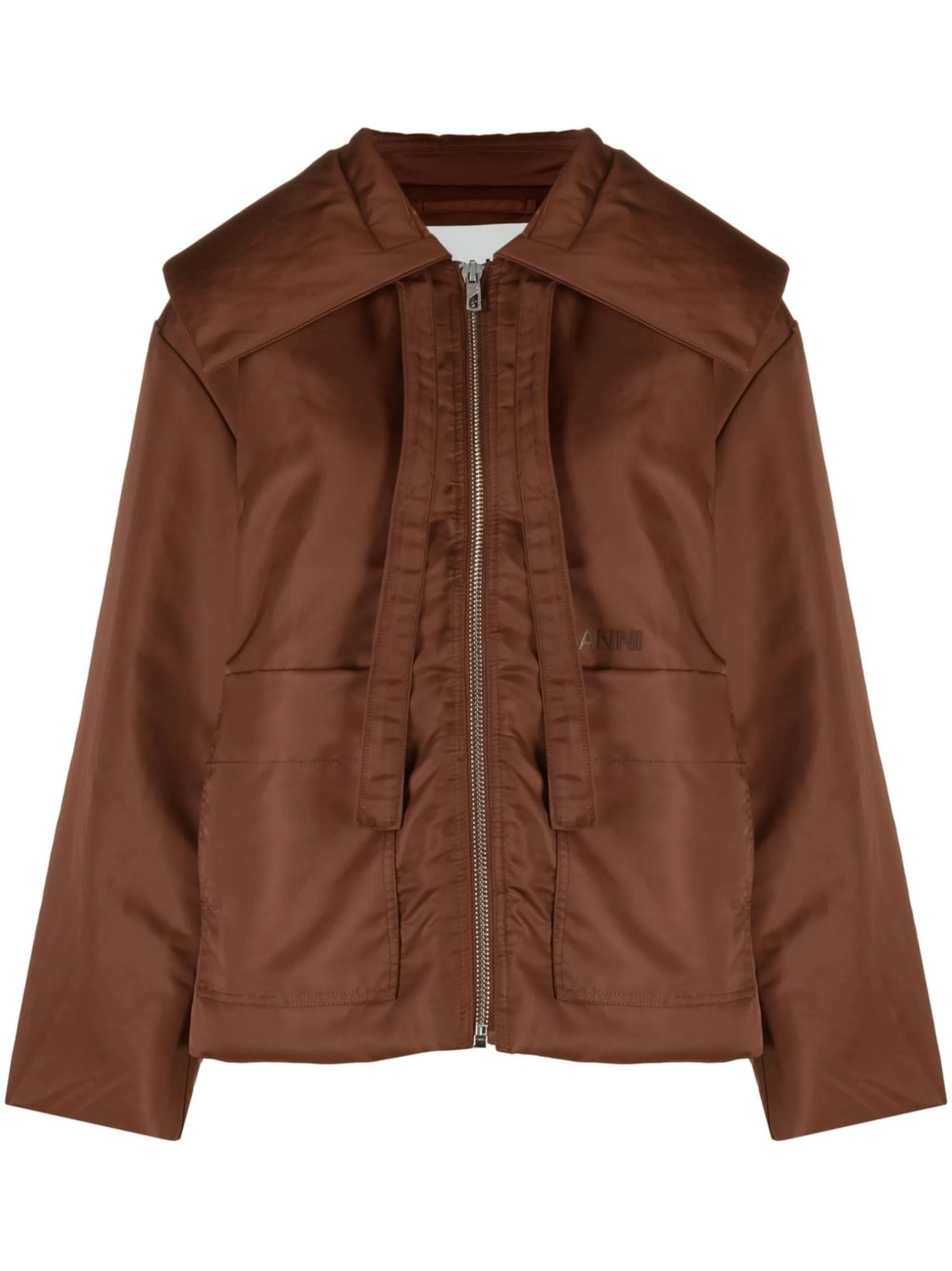 

Куртка с объемным воротником Ganni, коричневый