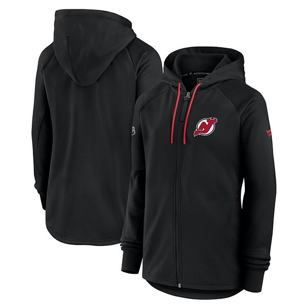 

Женская черная куртка-толстовка new jersey devils authentic pro rink fleece full-zip Fanatics