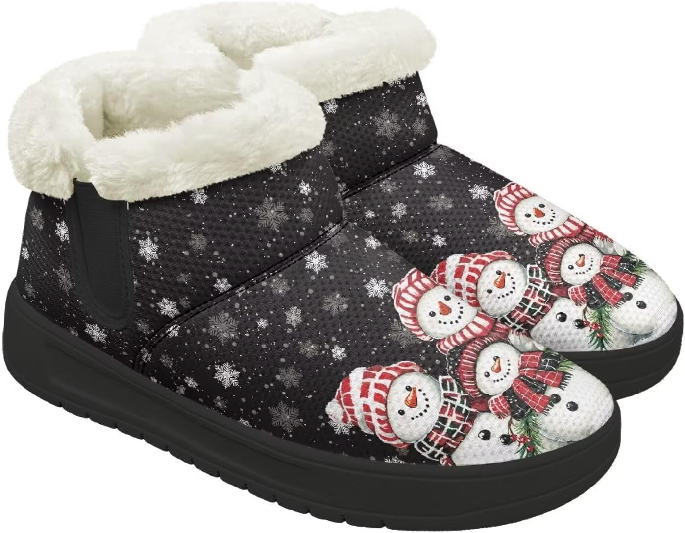 

Зимние ботинки для женщин и мужчин, минималистичные, теплые с мехом, с широким носком, на щиколотку, с легким надеванием, для прогулок и бега Chririnla, Snowman Family