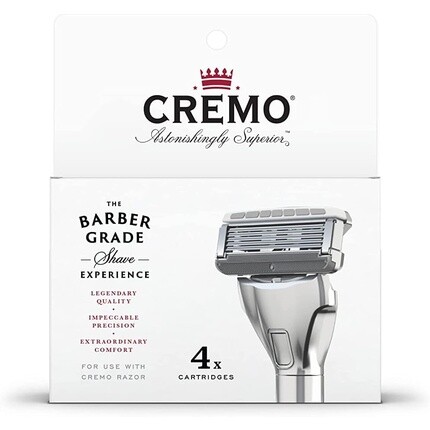 

Лезвия для мужской бритвы Cremo Barber Grade, 4 сменных стержня, серебро