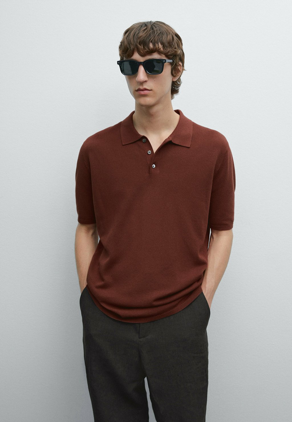 

Рубашка поло TEXTURED Massimo Dutti, цвет Mottled Red