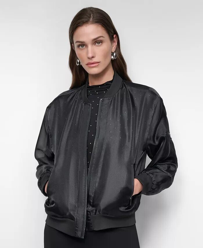 

Женская куртка из органзы на молнии DKNY, черный