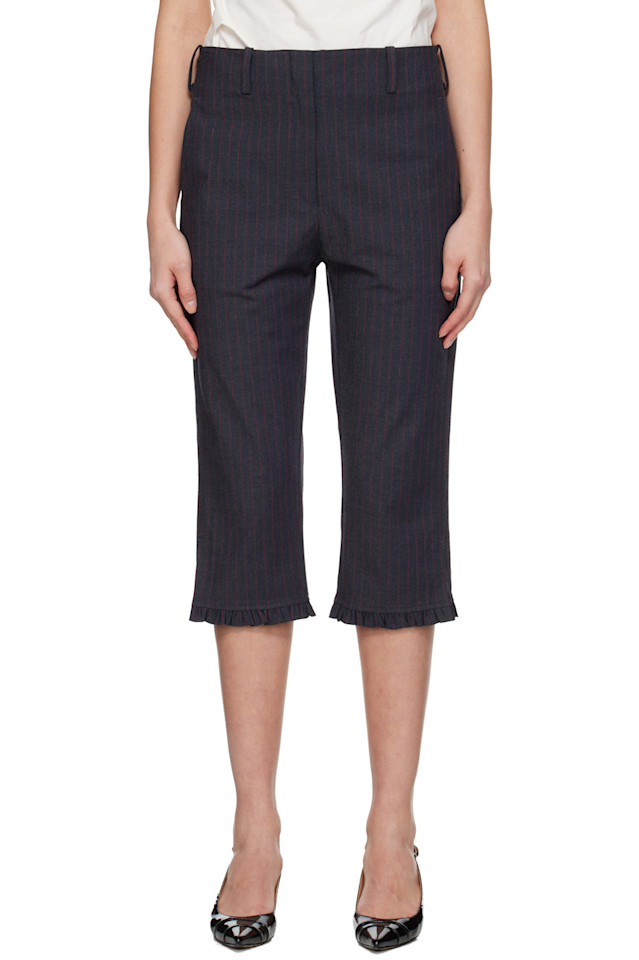 

Ganni Серые брюки-капри в тонкую полоску