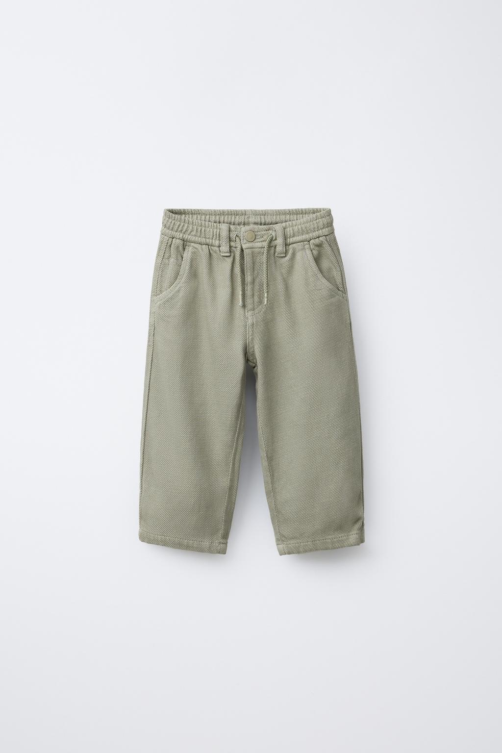 

Саржевые брюки с прямыми штанинами ZARA, цвет Light khaki