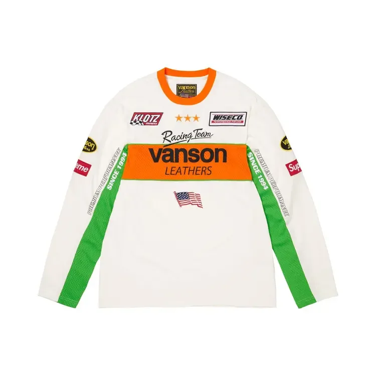 Футболка с длинными рукавами Supreme x Vanson Leathers, белая