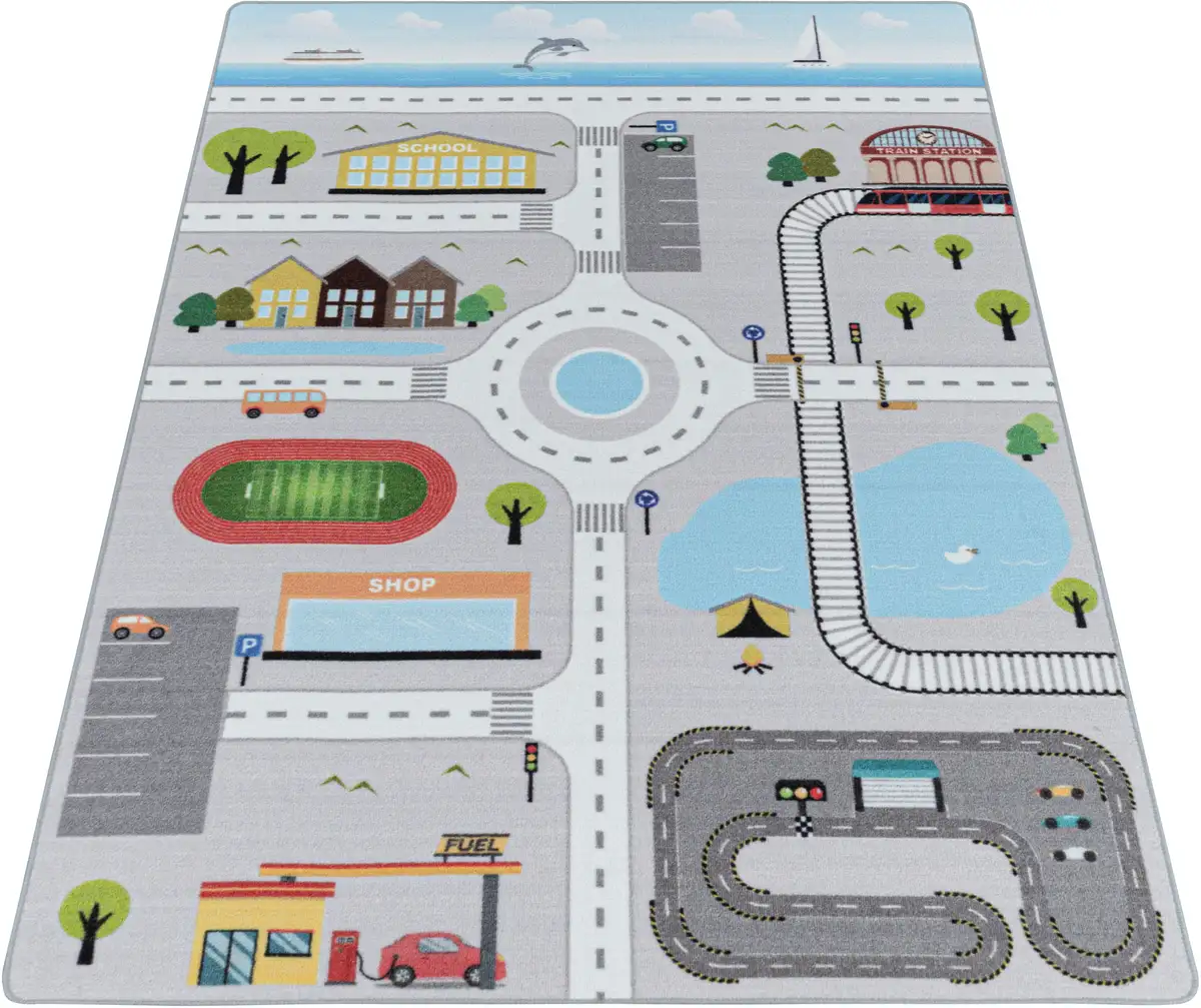 

Ayyildiz Carpets Детский коврик "PLAY 2902", прямоугольный, прочный с коротким ворсом, ковер для уличных игр, детская комната Ayyildiz Teppiche 80х120 см, серый
