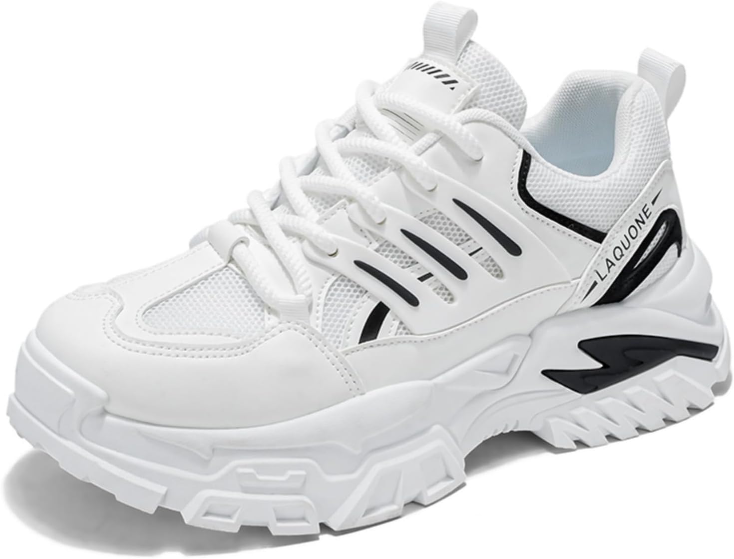 

Мужские массивные кроссовки, стильные с толстой подошвой, с регулируемыми шнурками, идеально подходят для уличной моды и повседневного комфорта Aokisx, белый