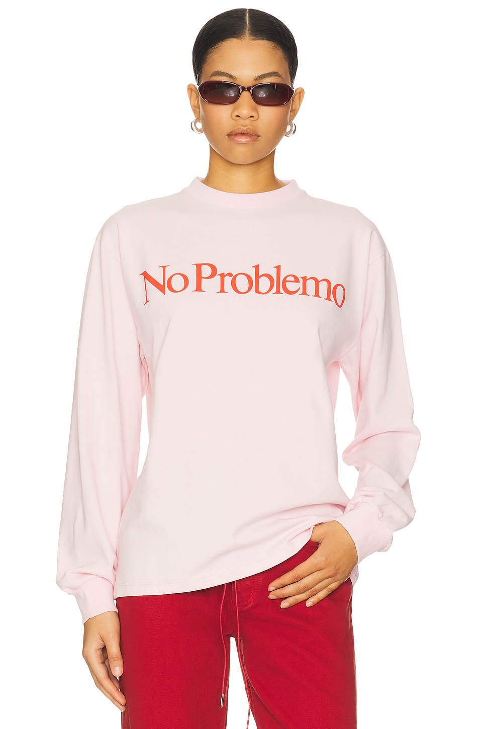 

Футболка с длинным рукавом No Problemo, pale pink