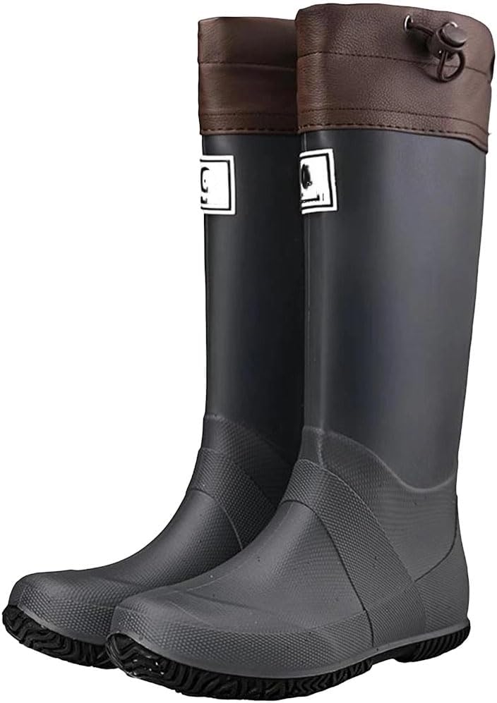 

Унисекс водонепроницаемые резиновые сапоги с высокой голенью для любых погодных условий Generic, серый