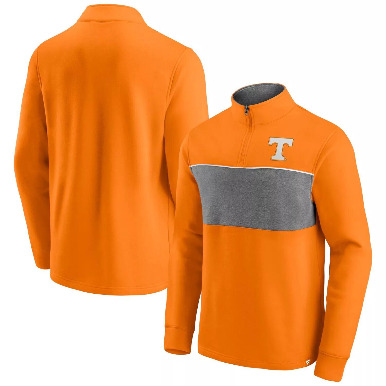 

Мужская фирменная куртка Tennessee Orange/Heathered Grey Tennessee Volunteers с молнией на четверть с логотипом Fanatics