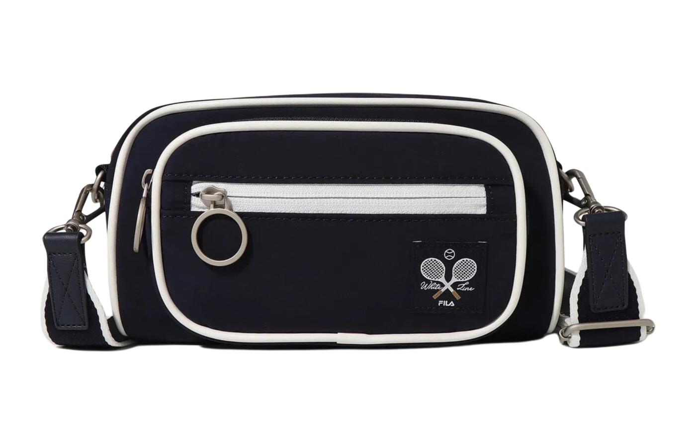 

FILA Нейлоновая маленькая квадратная сумка через плечо, кроссбоди мини унисекс черно-белая