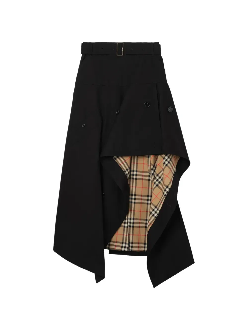 Юбка BURBERRY, асимметричный крой, рог буйвола, черный