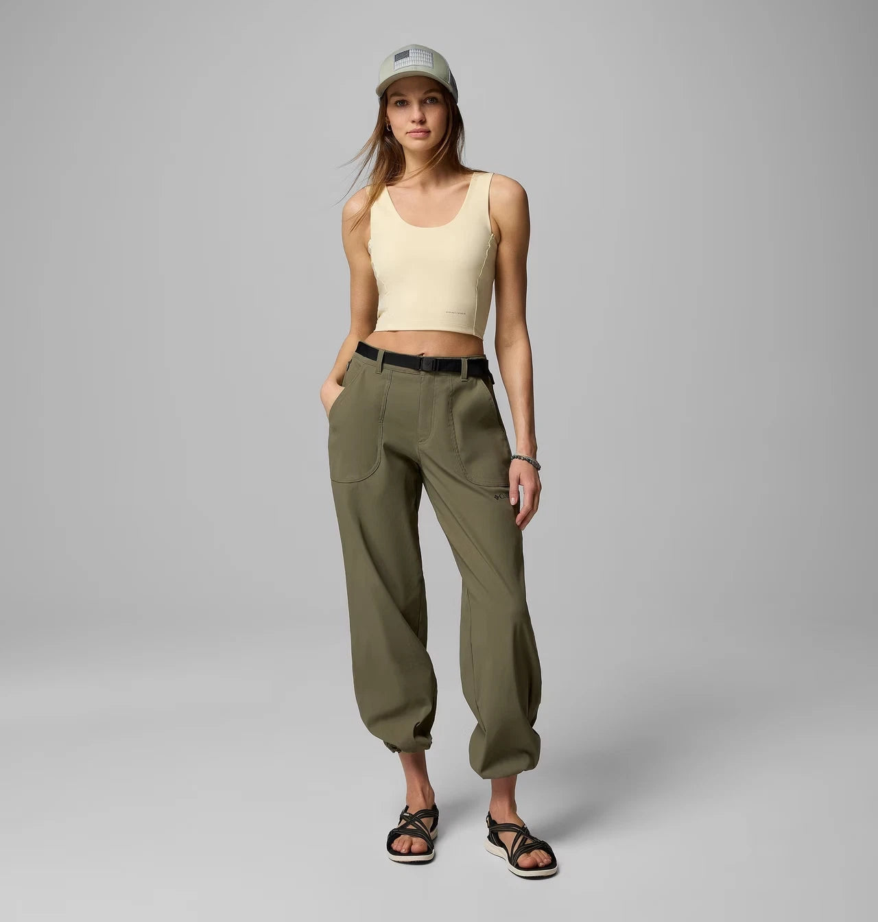 

Женские брюки Columbia Brea Falls Pants Stone Green с эластичным поясом для походов, модель JAX239