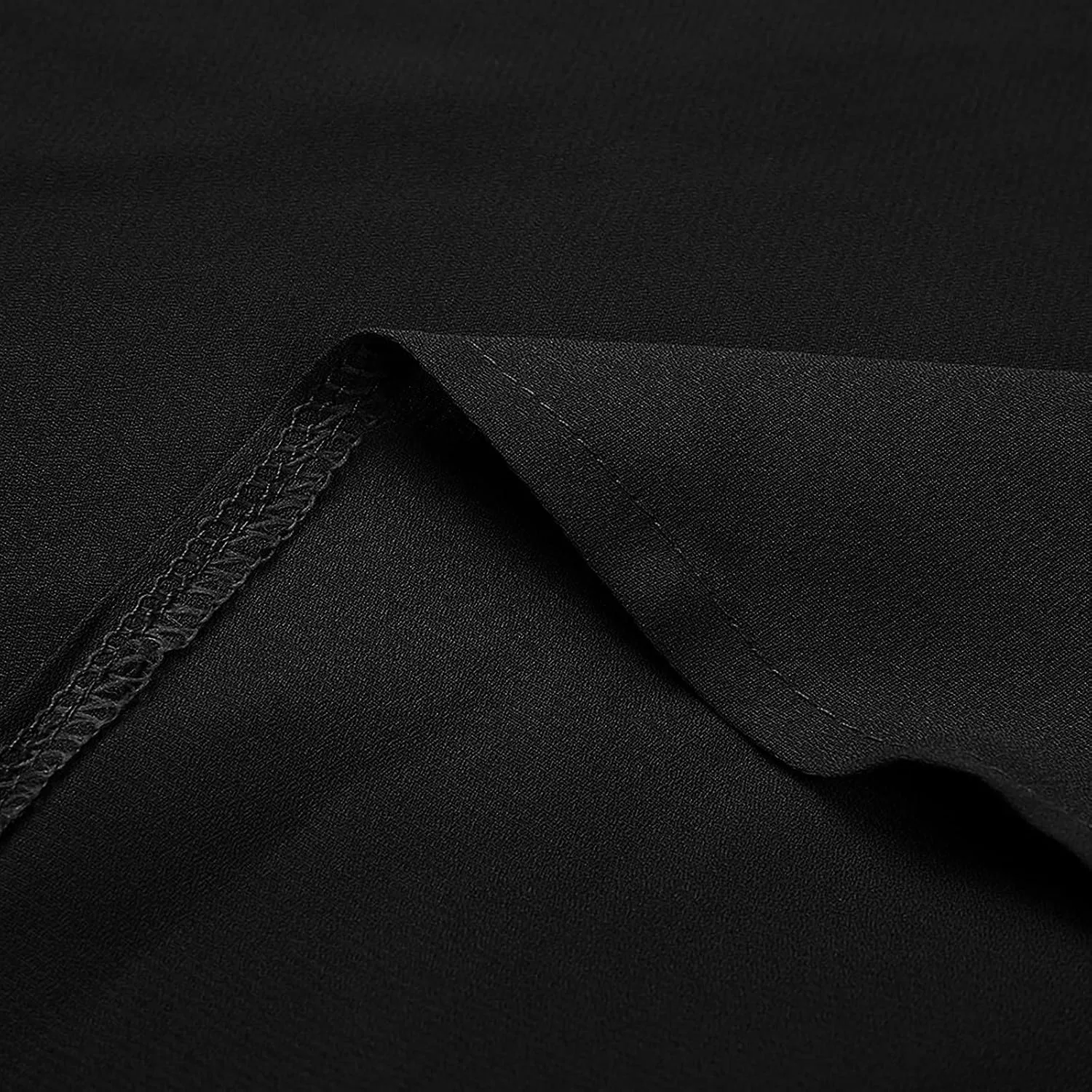 Блуза с 3/4 рукавом, четверть-застежкой, оверсайз, шифон, A01#black — фото 2