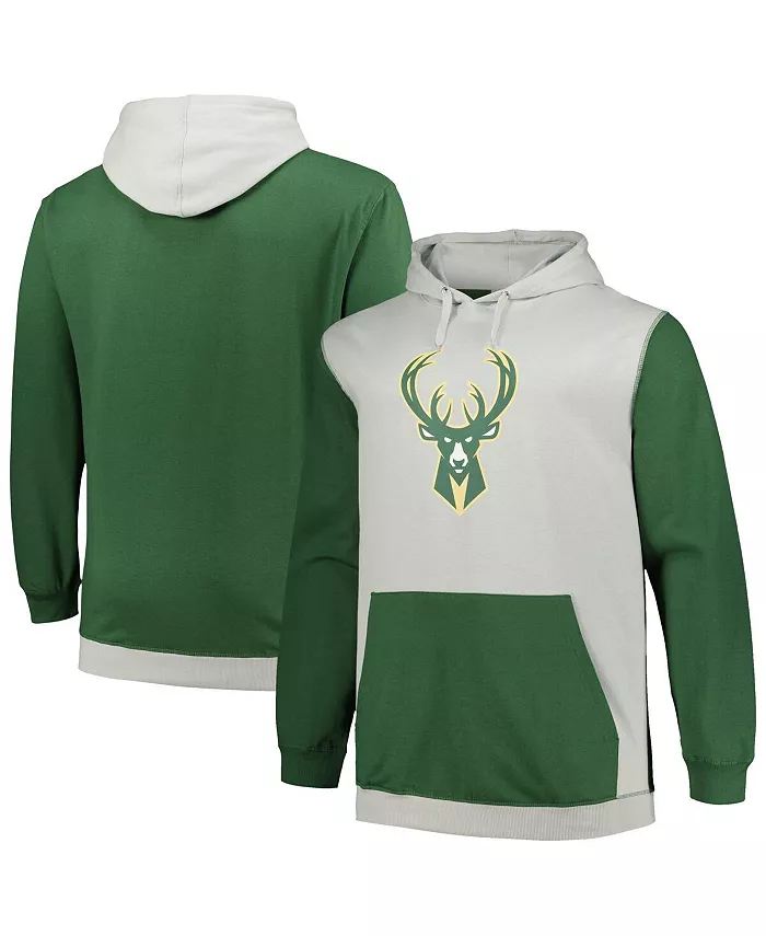 

Мужская толстовка с капюшоном Milwaukee Bucks Primary Arctic Pullover большого и высокого размера в цвете Hunter Green с серебристыми элементами Fanatics