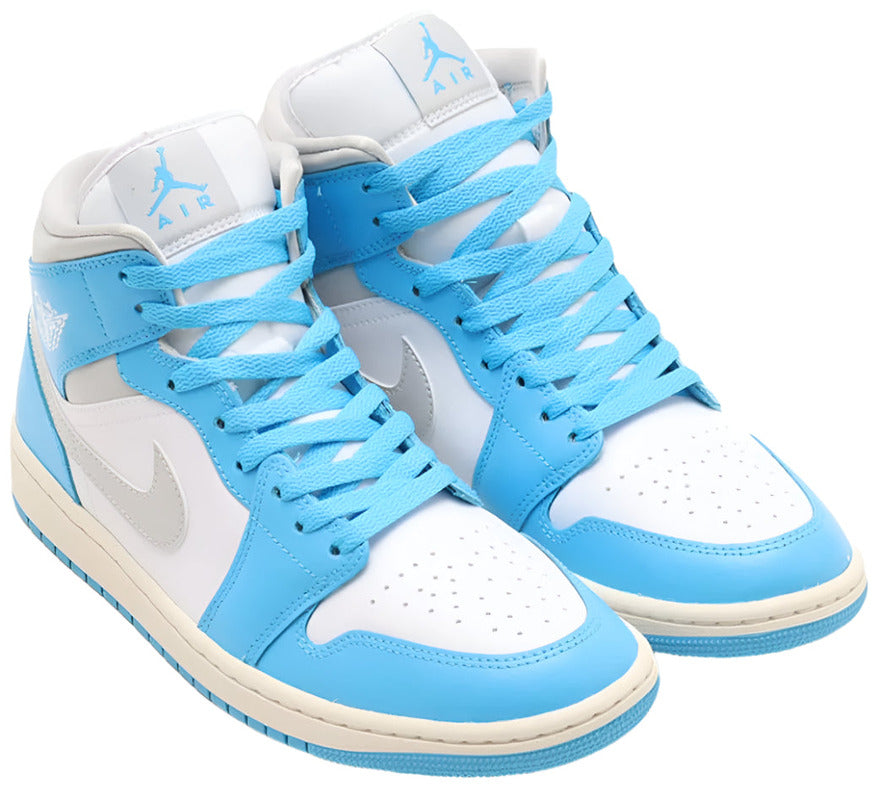 Женские кроссовки Jordan 1 Mid Dark Powder Blue White Sail Neutral Grey — фото 4