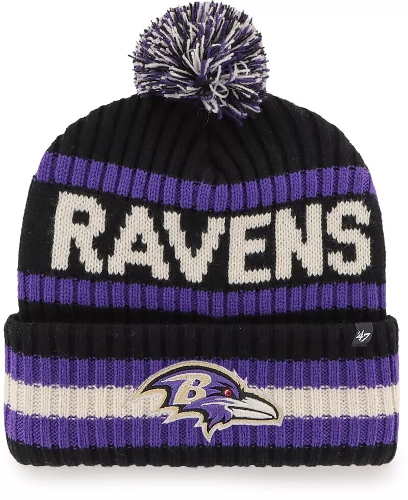 

Черная мужская шапка с манжетами Baltimore Ravens Bering '47