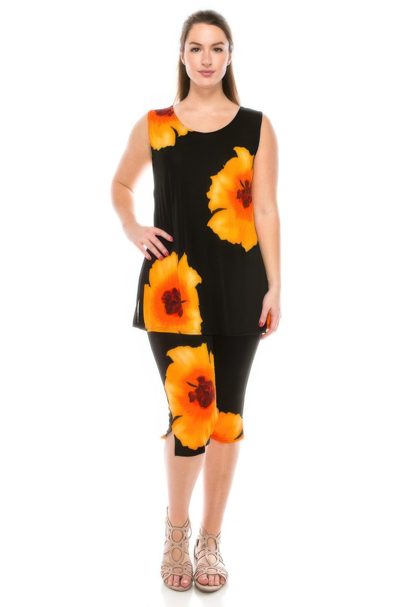 

Комплект капри больших размеров Truedames, оранжевый