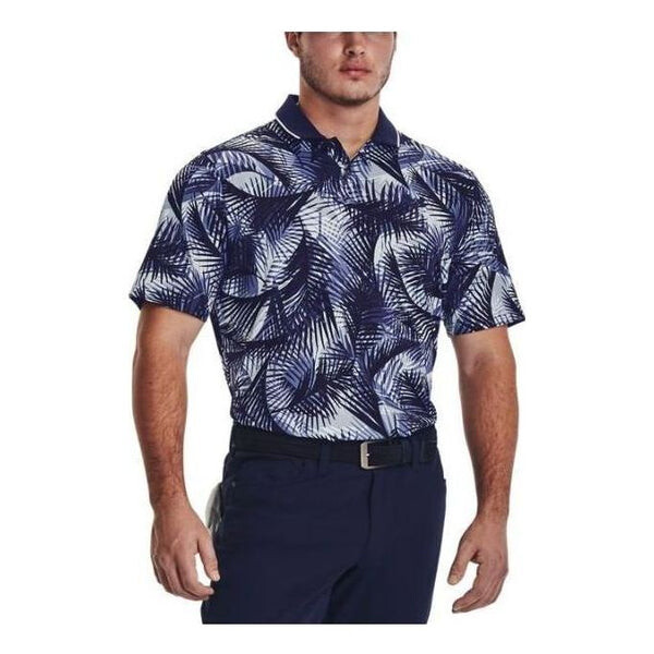 

Рубашка поло iso-chill graphic palm polo shirt 'blue multi' Under Armour, синий