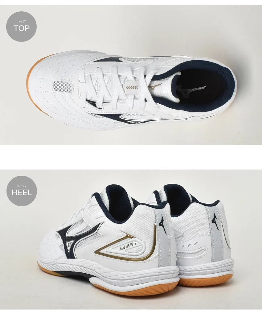 Унисекс кроссовки для настольного тенниса «Wave Drive 9» от Mizuno, White X Navy X Gold — фото 3