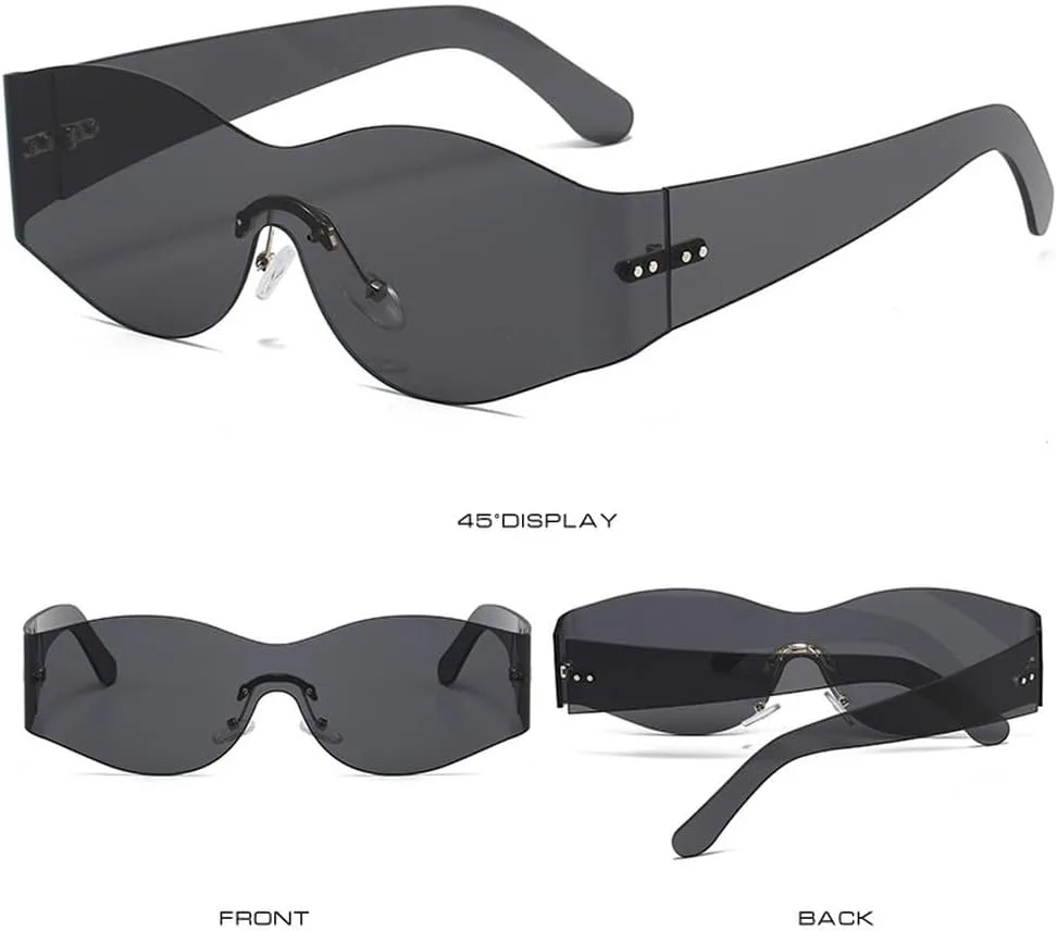 

Цельные солнцезащитные очки для мужчин и женщин, винтажные, без оправы, роскошные, модные, для активного отдыха, вождения, защита от УФ-излучения UV400 TKKTLLT, Clear