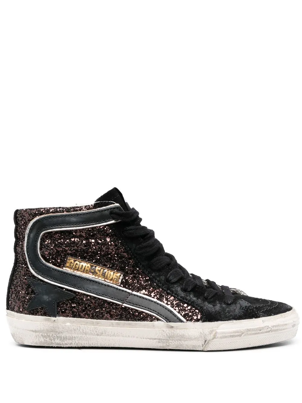 Высокие кеды Slide с блестками GOLDEN GOOSE, черный